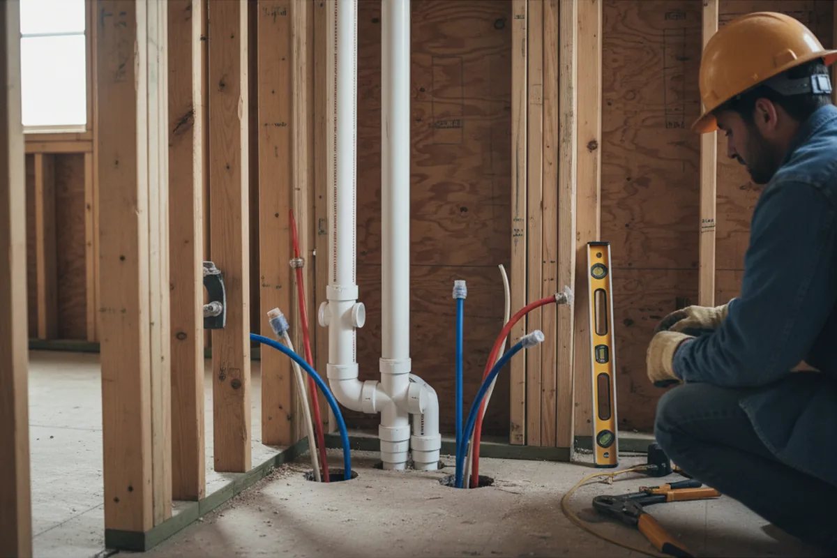 Drain and supply rough-in during Leak Detection in Tickfaw